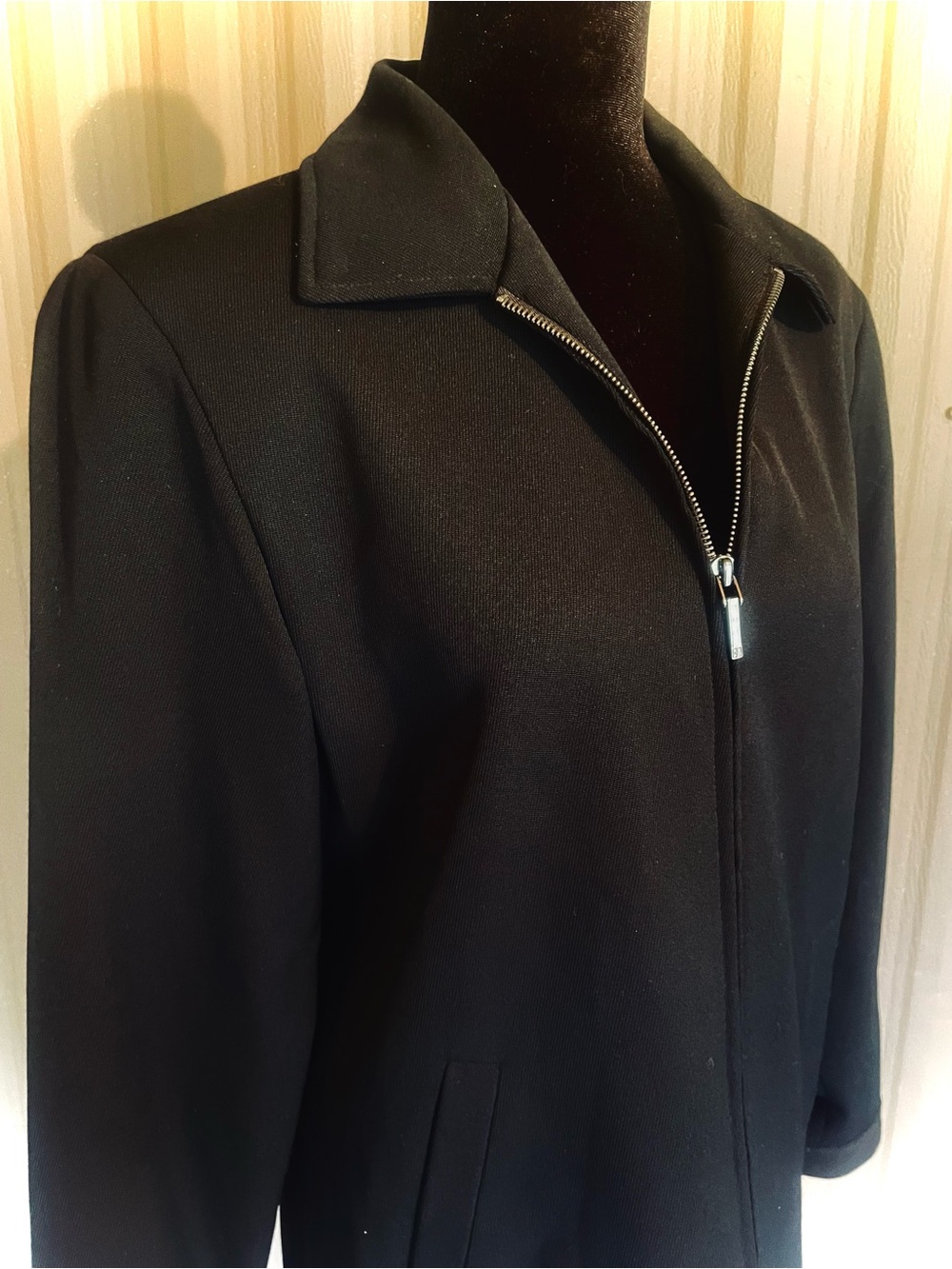 Lauren Ralph Lauren 100% Wool Jacket Black Full Zip Minimalist Career sz 10